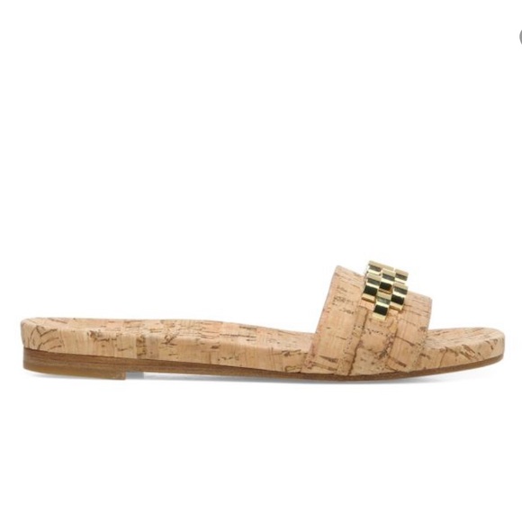 Veronica Beard Eni Chain-Trimmed Cork Slides 6.5 New - Picture 3 of 16